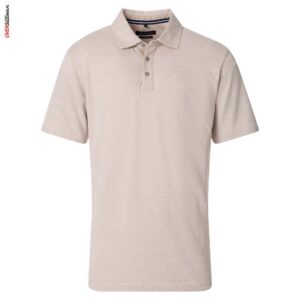 Beżowe polo z lnem, z krótkim rękawem Casa Moda