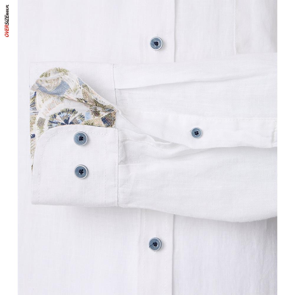 Biała lniana koszula z długim rękawem Casa Moda - obrazek 3