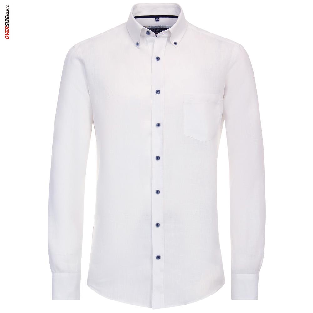 Biała lniana koszula z długim rękawem Casa Moda