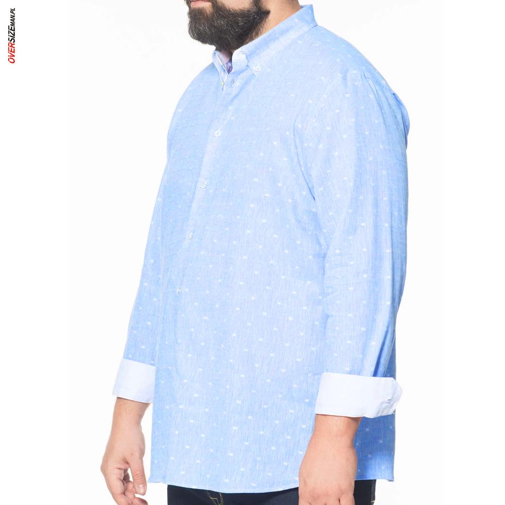 Błękitna lniana koszula z długim rękawem Maxfort - obrazek 4