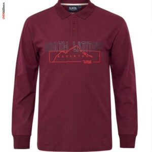 Bordowe polo z długim rękawem Allsize