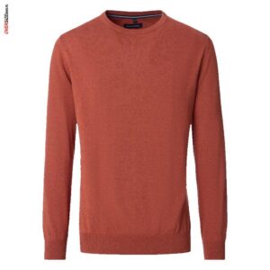 Pomarańczowy sweter z domieszką lnu Casa Moda