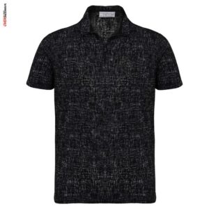 Czarne, elastyczne polo na stójce Claudio Campione