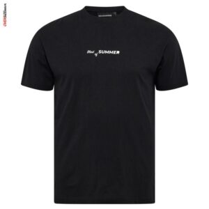 Czarny T-shirt z drobnym nadrukiem Allsize