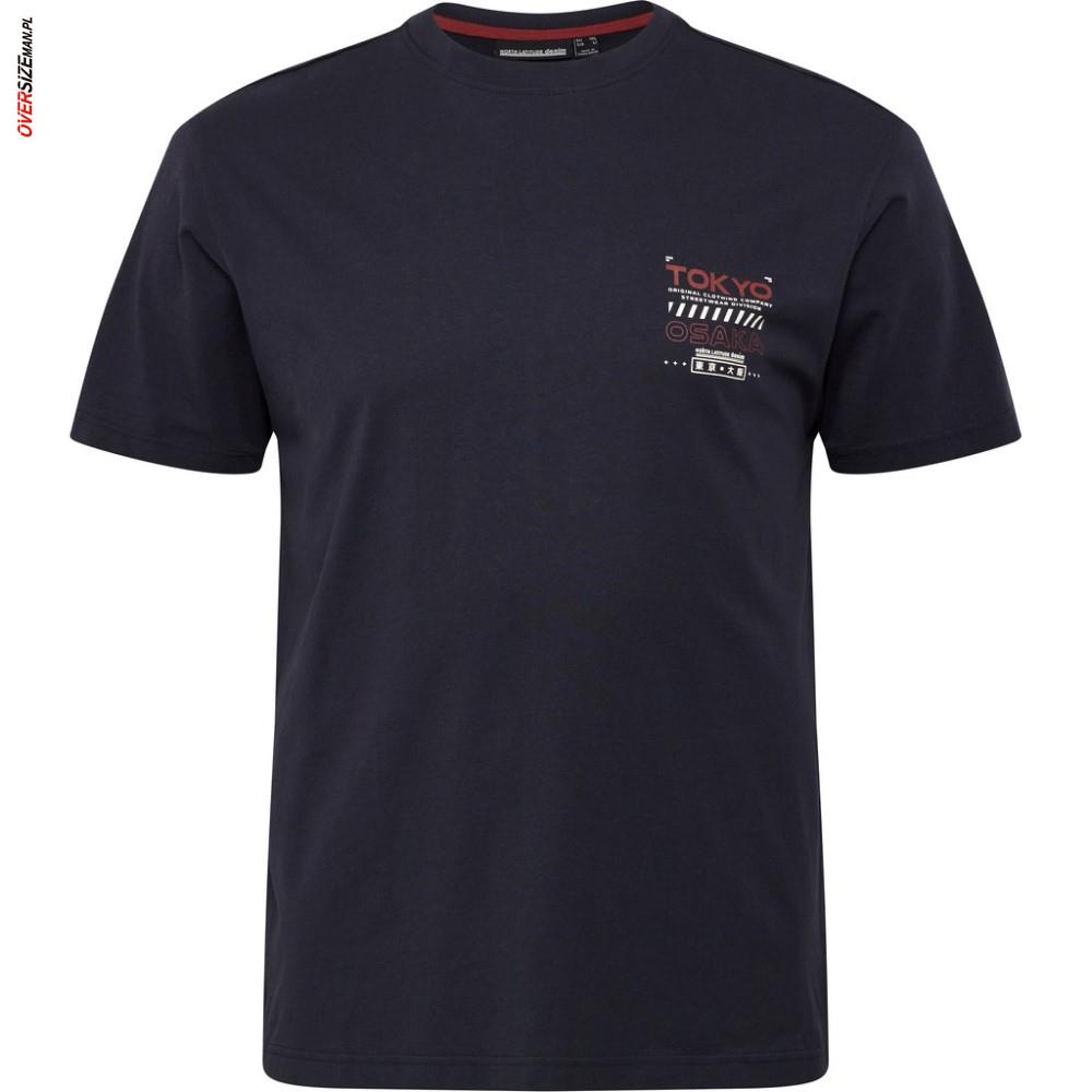Granatowy T-shirt z drobnym nadrukiem Allsize