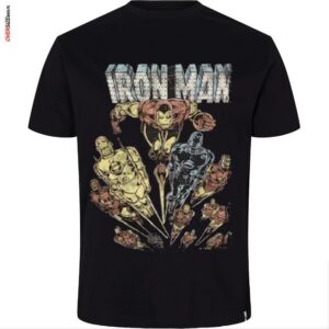 Czarny T-shirt z nadrukiem Iron Man Allsize