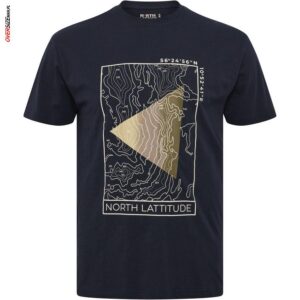 Granatowy T-shirt z nadrukiem Allsize