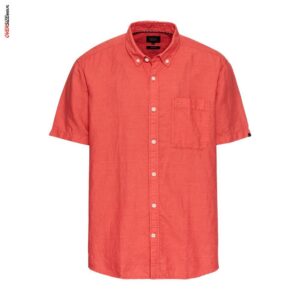 Koralowa koszula lniana z krótkim rękawem Camel Active