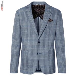 Błękitna marynarka jednorzędowa w kratkę Thomas Goodwin