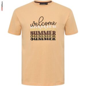 Pomarańczowy T-shirt z nadrukiem Summer Allsize