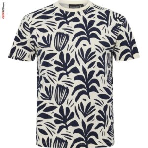 Beżowy T-shirt z kwiecistym nadrukiem Allsize