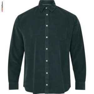 Zielona, sztruksowa koszula z długim rękawem Allsize