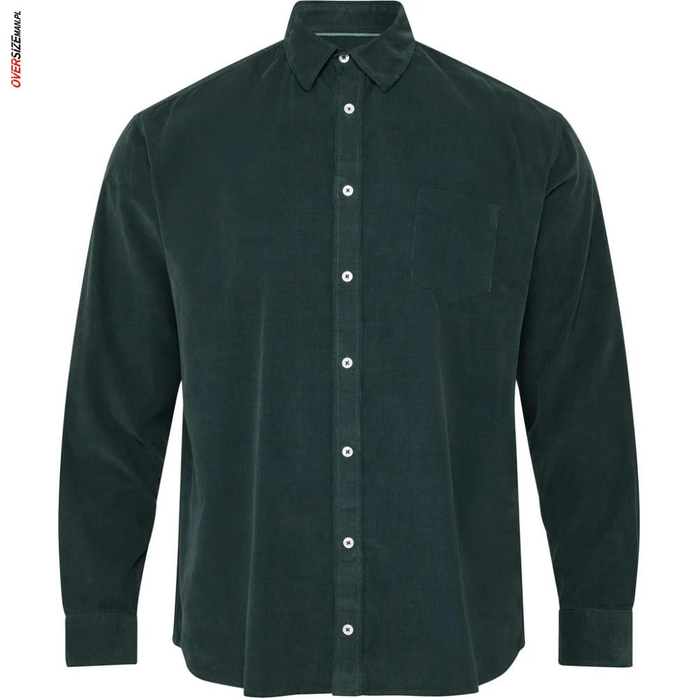 Zielona, sztruksowa koszula z długim rękawem Allsize