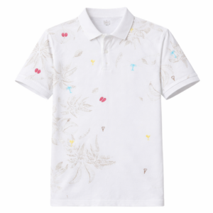 Białe polo z krótkim rękawem z kolorowym haftem Campione