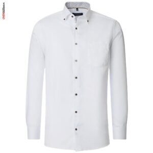 Biała koszula waflowa z długim rękawem Casa Moda