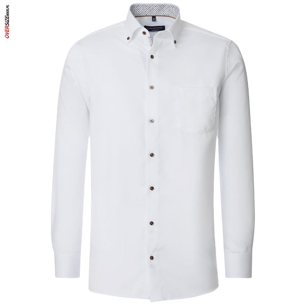 Biała koszula waflowa z długim rękawem Casa Moda