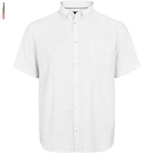 Biała, lniana koszula z krótkim rękawem Allsize