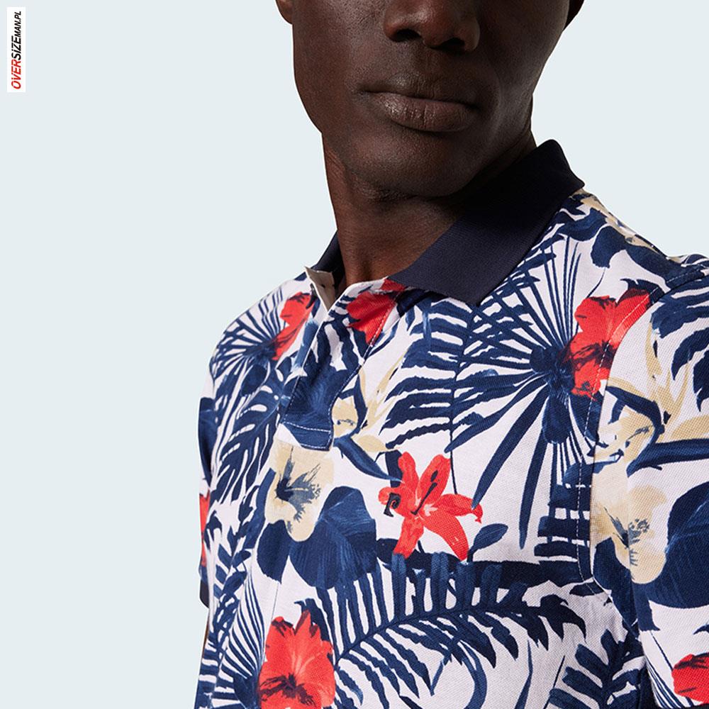 Białe polo z krótkim rękawem, w kwiaty Pierre Cardin - obrazek 3