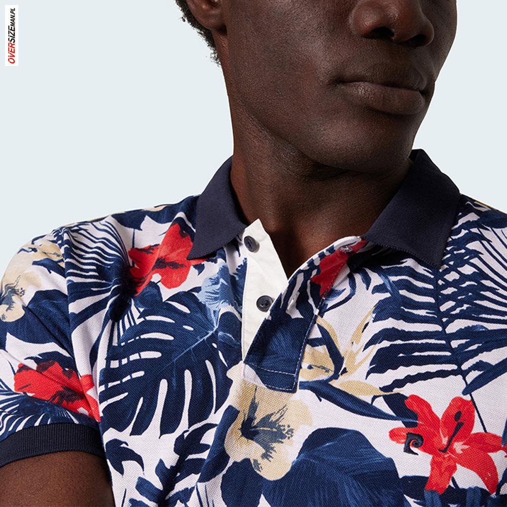 Białe polo z krótkim rękawem, w kwiaty Pierre Cardin - obrazek 4