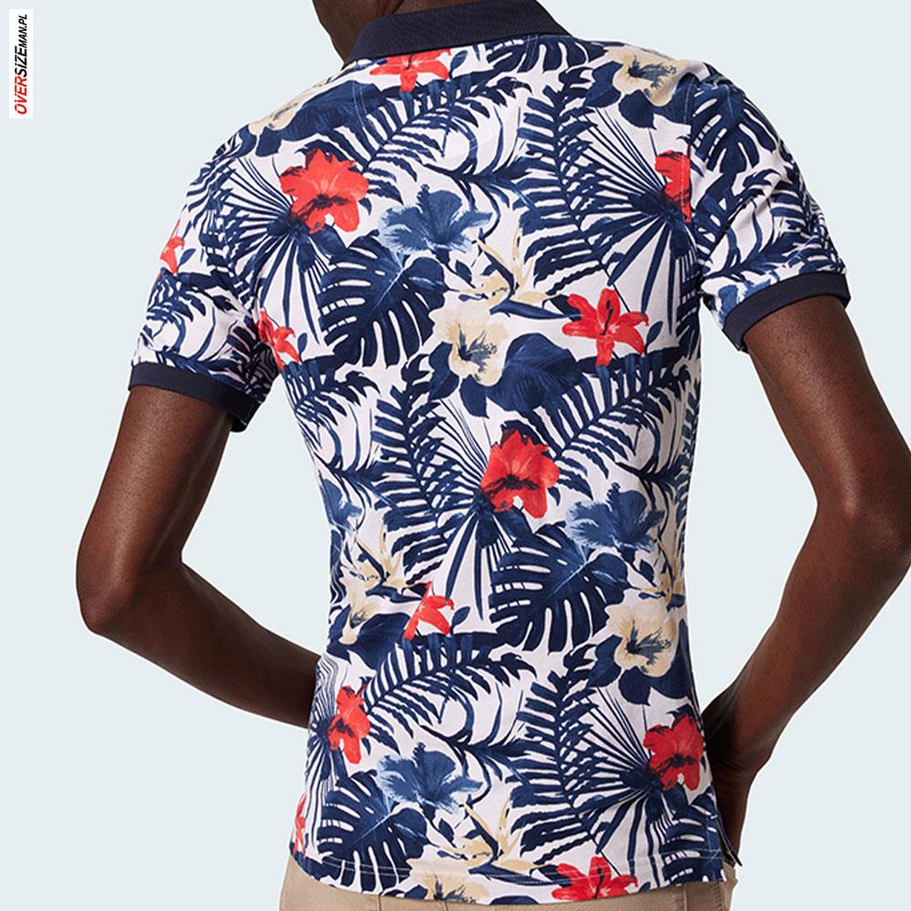 Białe polo z krótkim rękawem, w kwiaty Pierre Cardin - obrazek 5