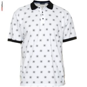 Białe polo z motywem róży wiatrów Maxfort