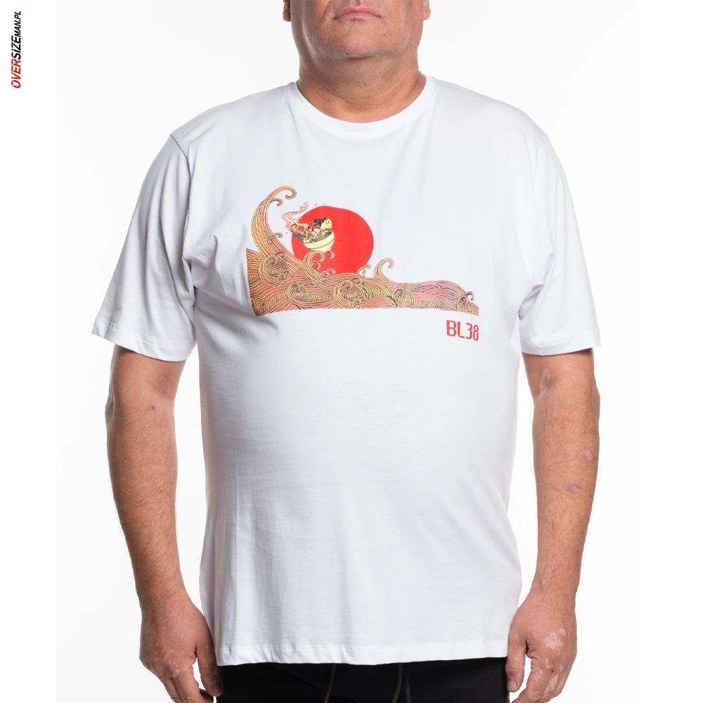 Biały T-shirt z motywem azjatyckich noodli Maxfort - obrazek 3