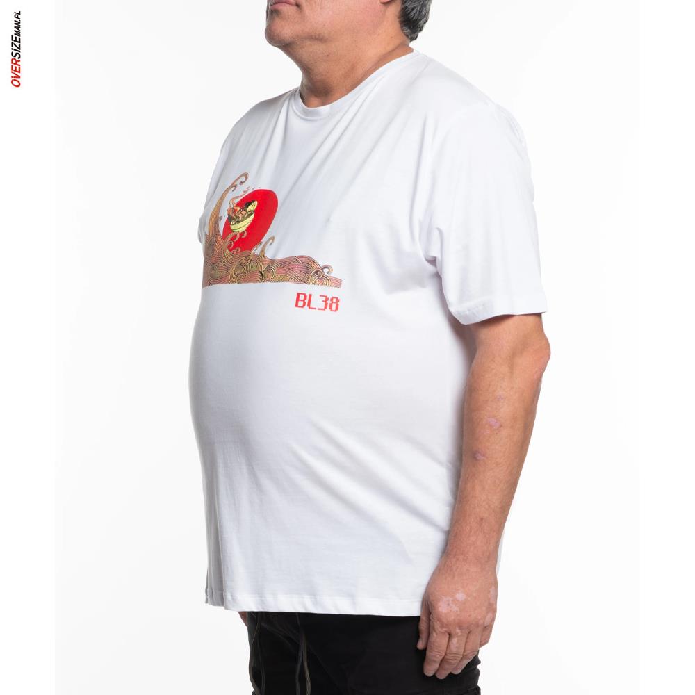 Biały T-shirt z motywem azjatyckich noodli Maxfort - obrazek 4