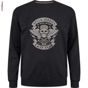 Czarna bluza przez głowę z motywem motocyklowym Maxfort