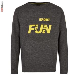 Grafitowa bluza z żółtym gumowanym nadrukiem Kitaro