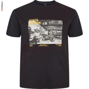 Czarny T-shirt z motocyklem Allsize