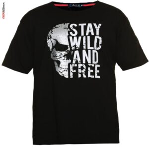 Czarny t-shirt ze srebrną czaszką Maxfort