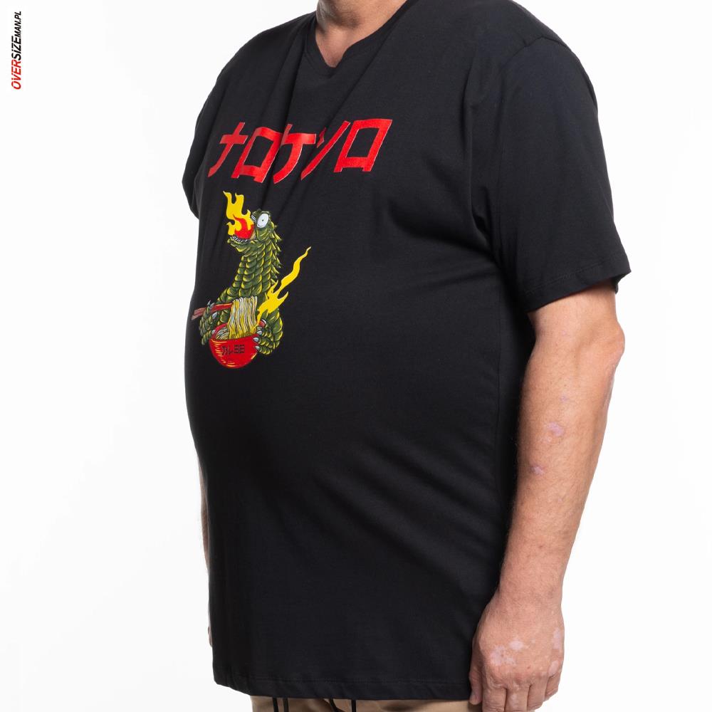 Czarny T-shirt z motywem azjatyckiego smoka Maxfort - obrazek 4