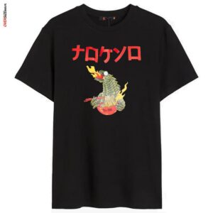 Czarny T-shirt z motywem azjatyckiego smoka Maxfort