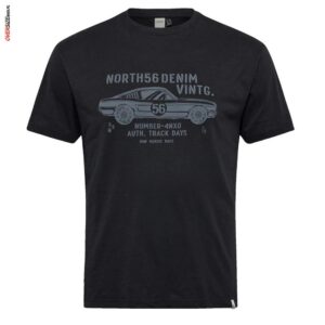 Czarny T-shirt z nadrukiem samochodu Allsize