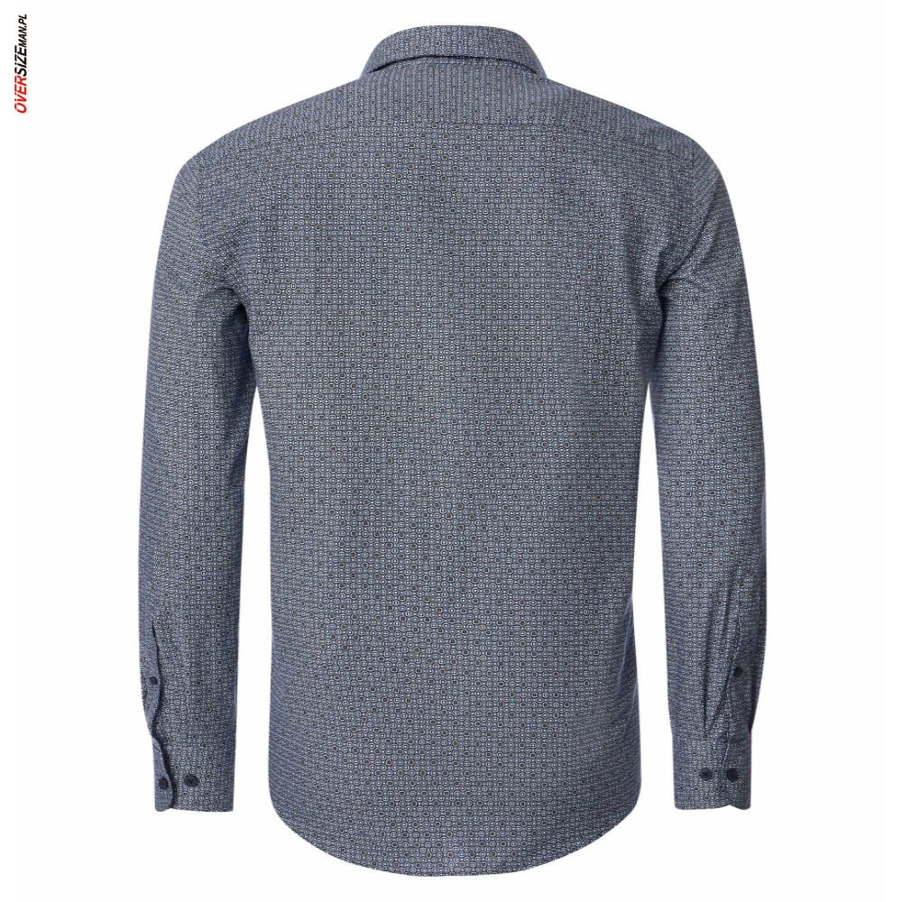 Granatowa koszula z długim rękawem, w geometryczny wzór Casa Moda - obrazek 4