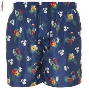 Granatowe szorty kąpielowe w kwiaty Maxfort