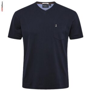 Granatowy T-shirt z dekoltem "V" Allsize