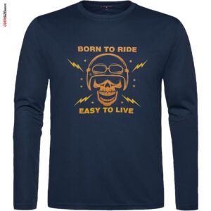 Granatowa koszulka z długim rękawem z kontrastowym nadrukiem Maxfort