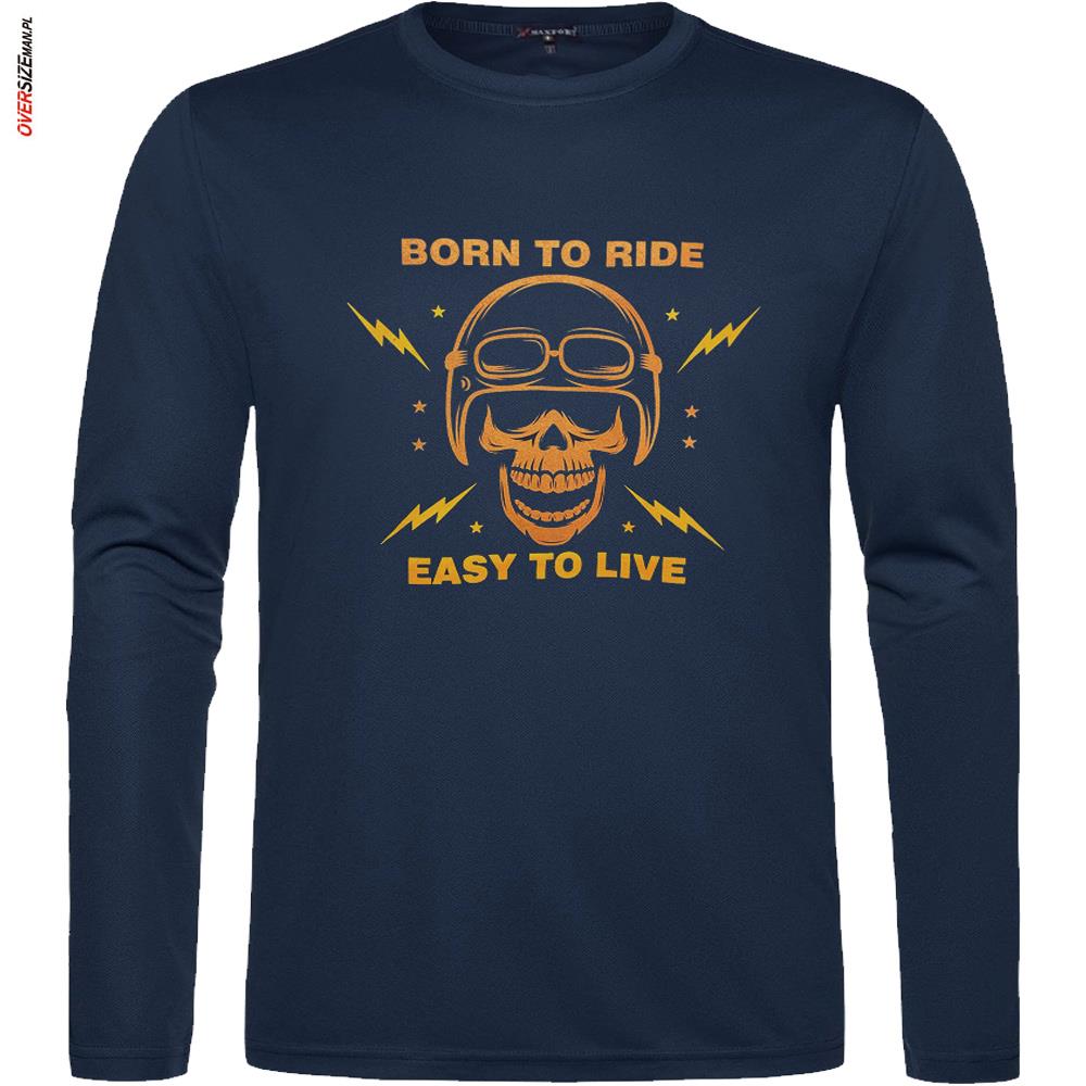 Granatowa koszulka z długim rękawem z kontrastowym nadrukiem Maxfort