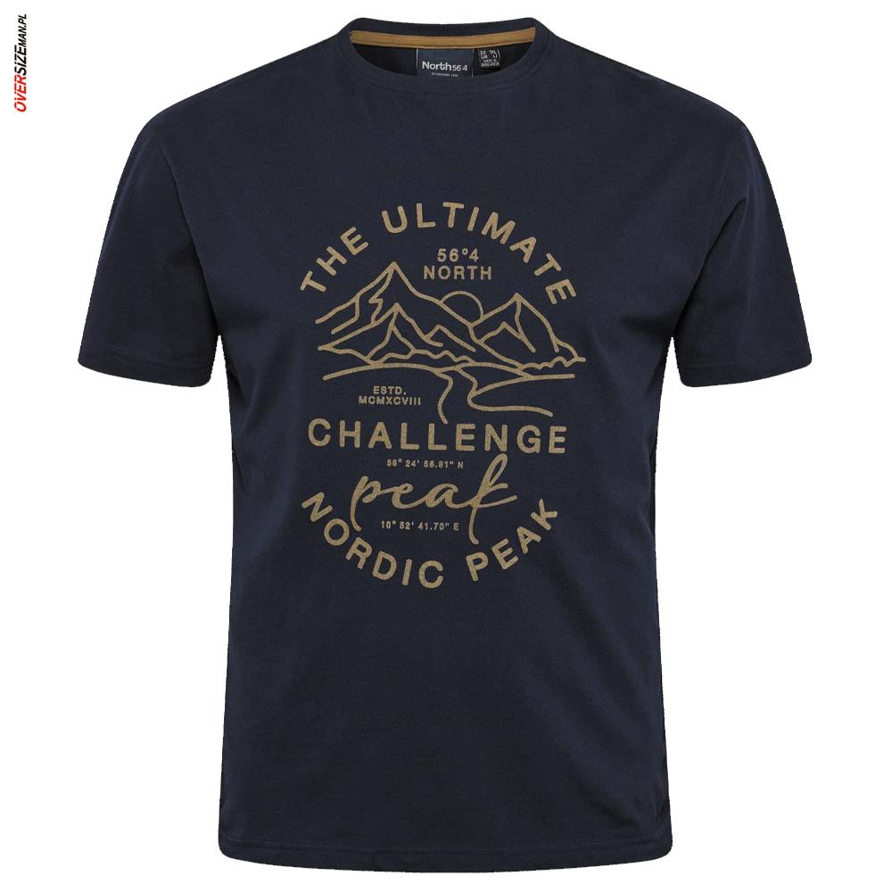 Granatowy T-shirt z górskim motywem Allsize