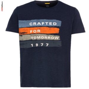 Granatowy T-shirt z nadrukiem Camel Active