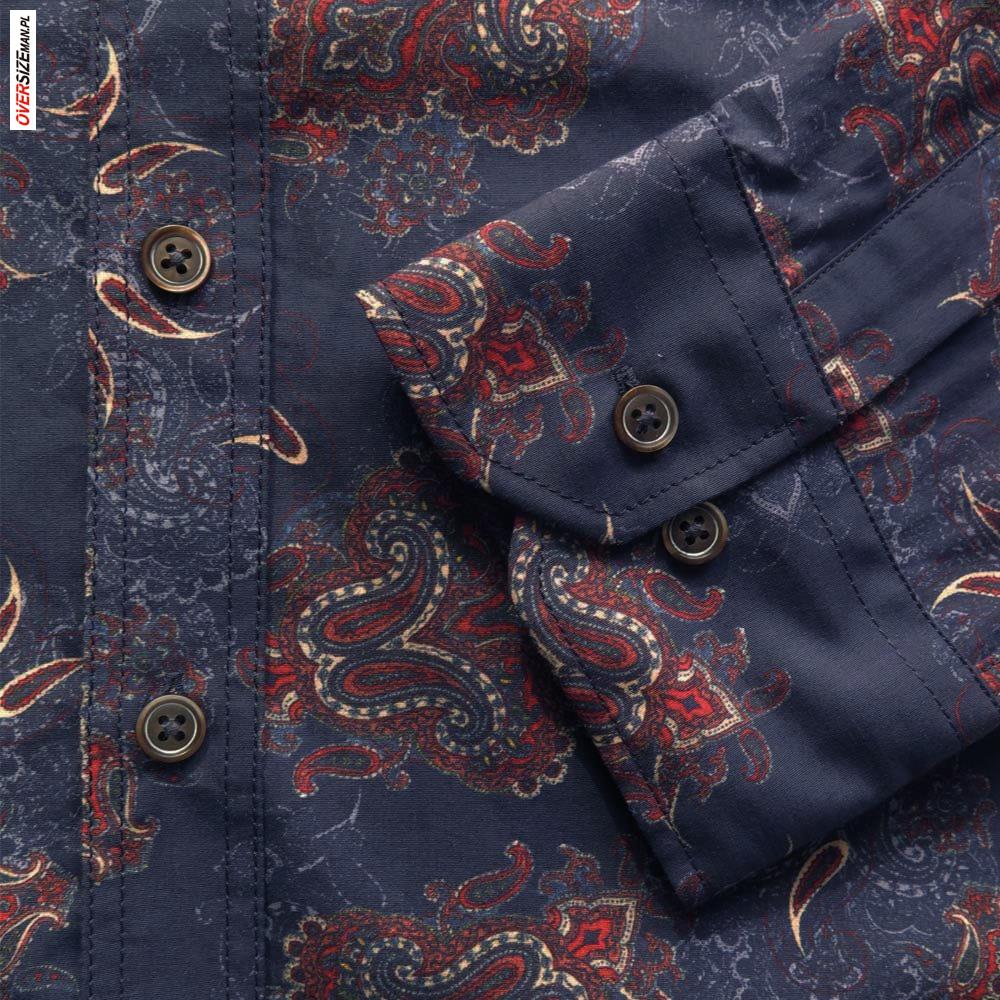 Granatowa koszula z długim rękawem, z kwiecistym wzorem - obrazek 4