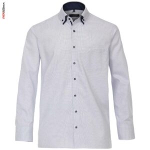 Biała koszula z długim rękawem, we wzór Casa Moda