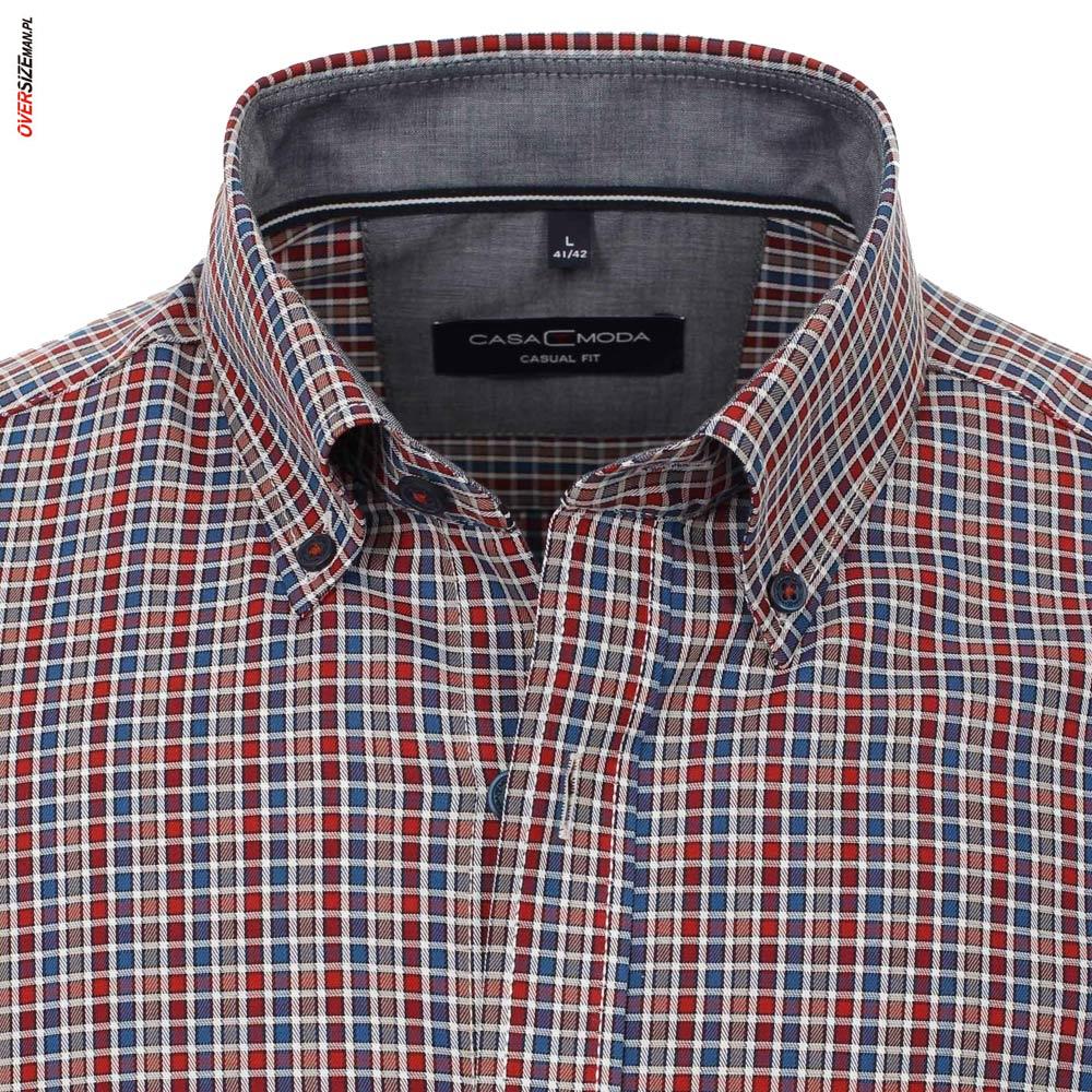 Czerwono- niebieska koszula z długim rękawem, w kratkę Casa Moda - obrazek 4