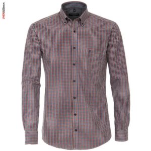 Czerwono- niebieska koszula z długim rękawem, w kratkę Casa Moda