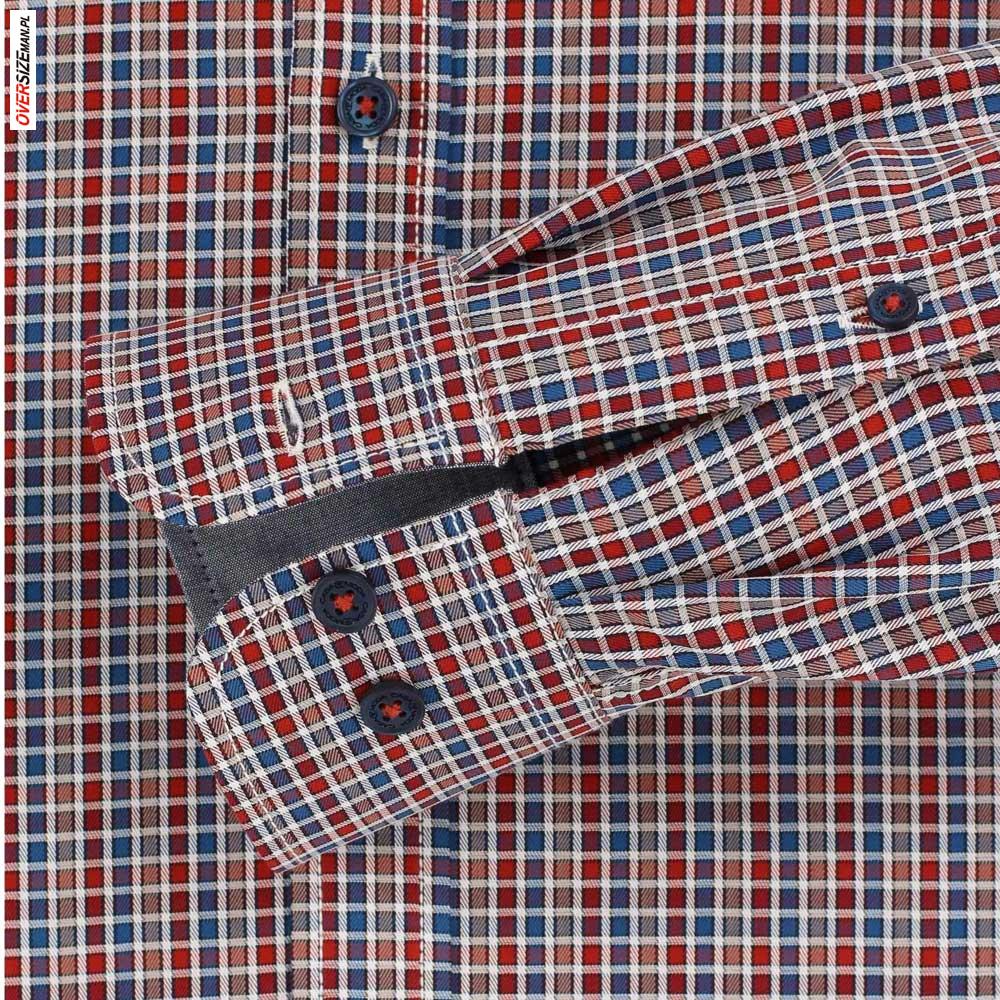 Czerwono- niebieska koszula z długim rękawem, w kratkę Casa Moda - obrazek 5