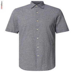 Szaro- czarna koszula z krótkim rękawem Pierre Cardin