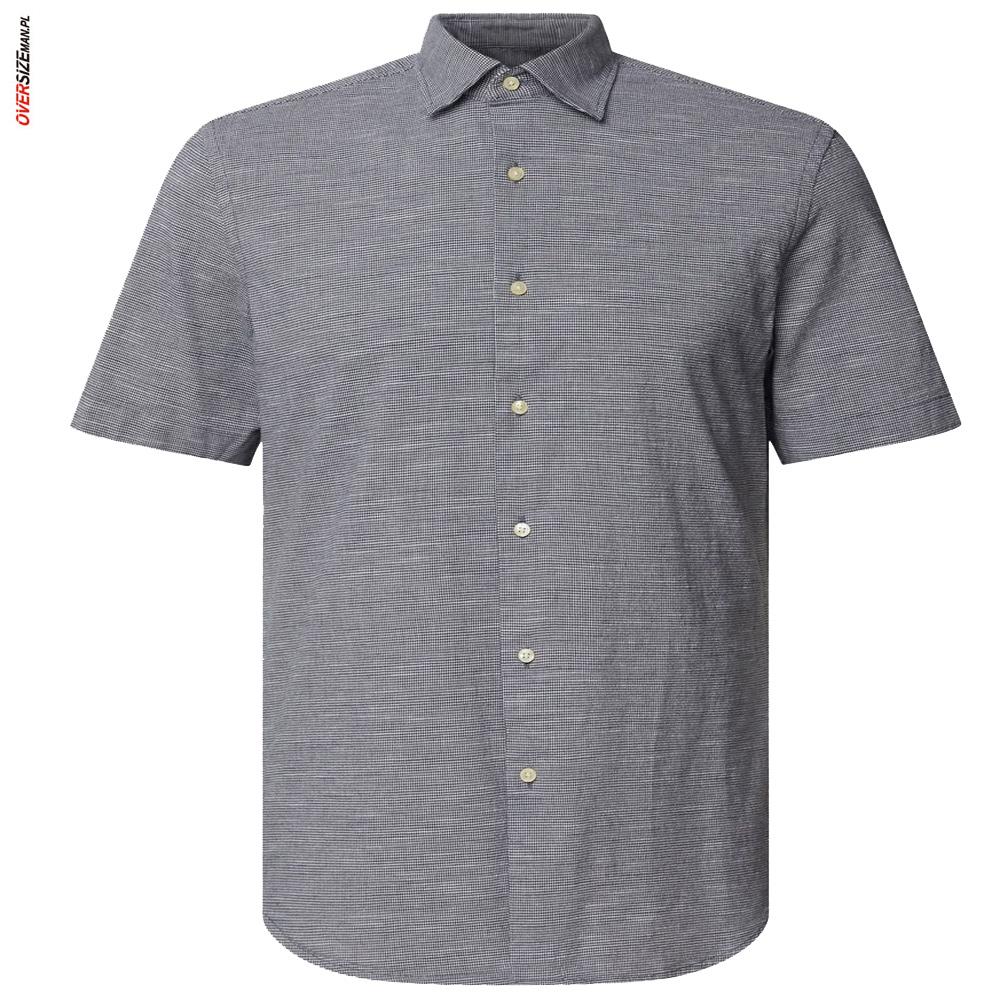 Szaro- czarna koszula z krótkim rękawem Pierre Cardin