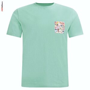 Miętowy T-shirt z kieszonką z nadrukiem grzybków Maxfort