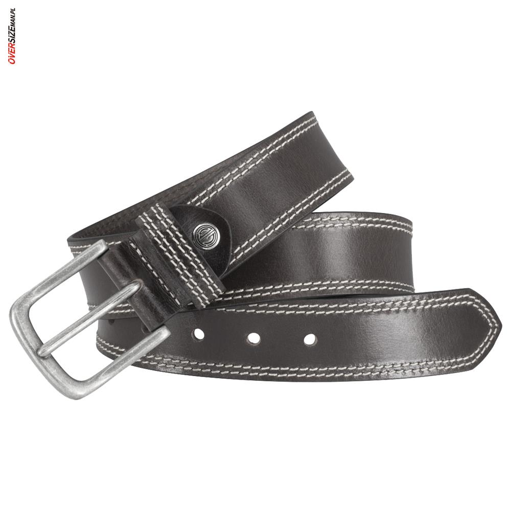 Czarny skórzany pasek z kontrastowym przeszyciem Lindenmann